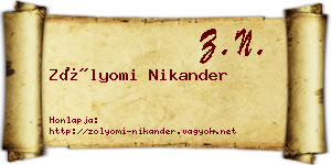 Zólyomi Nikander névjegykártya