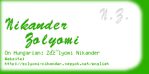 nikander zolyomi business card
